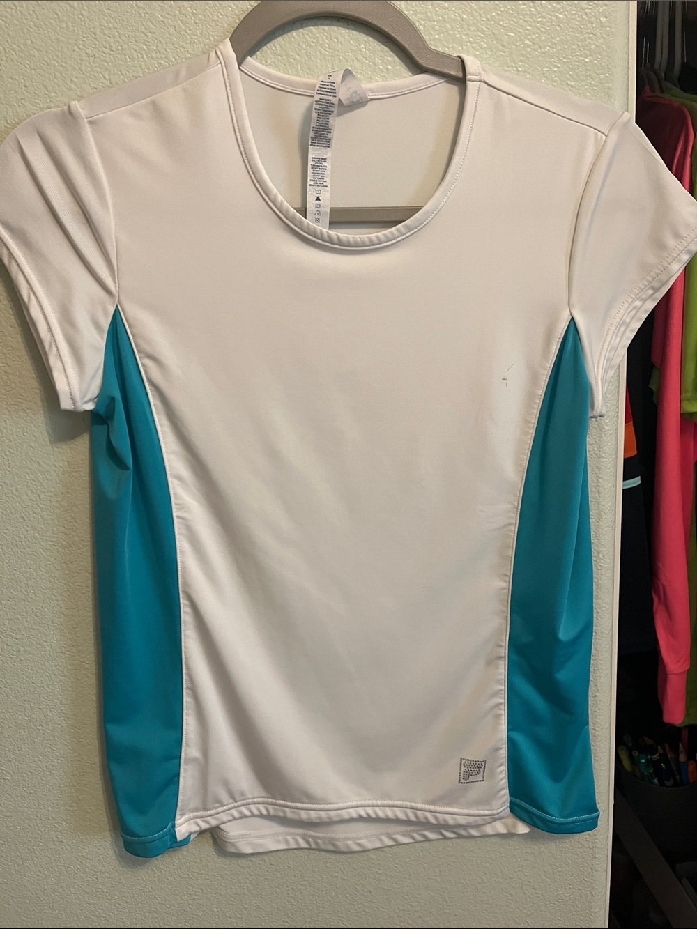 Fila White and Teal Short Sleeve Tee